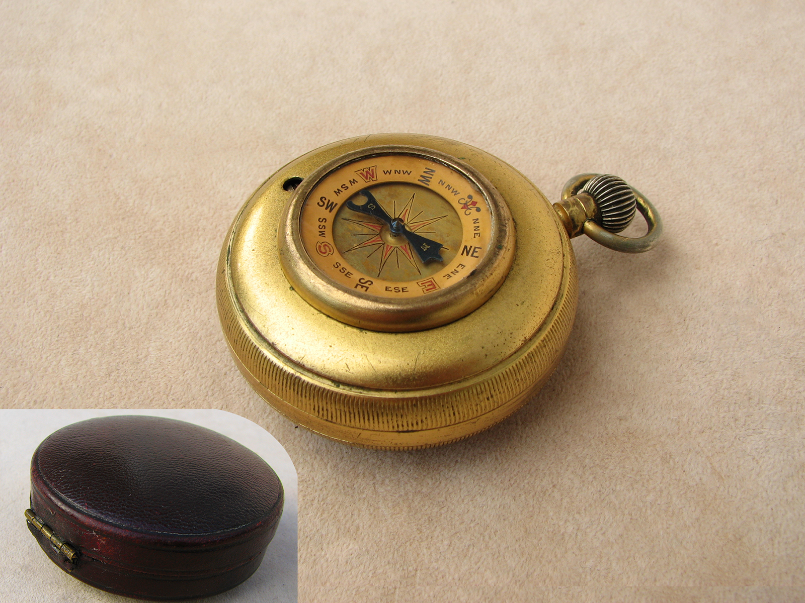 James Brown Victorian pocket barometer and compass compendium in case